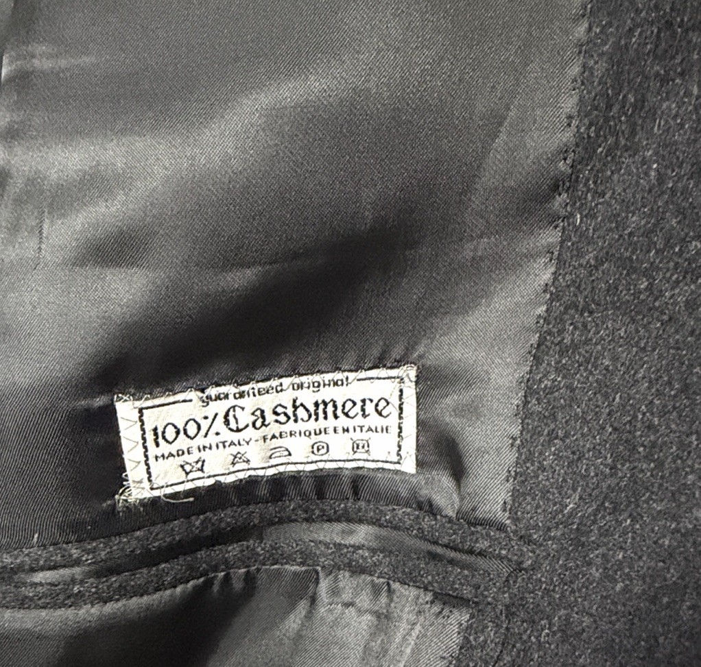 Louis Dell'Olio Cashmere Sport Coat Charcoal Blazer Vintage 42R Vintage Italy