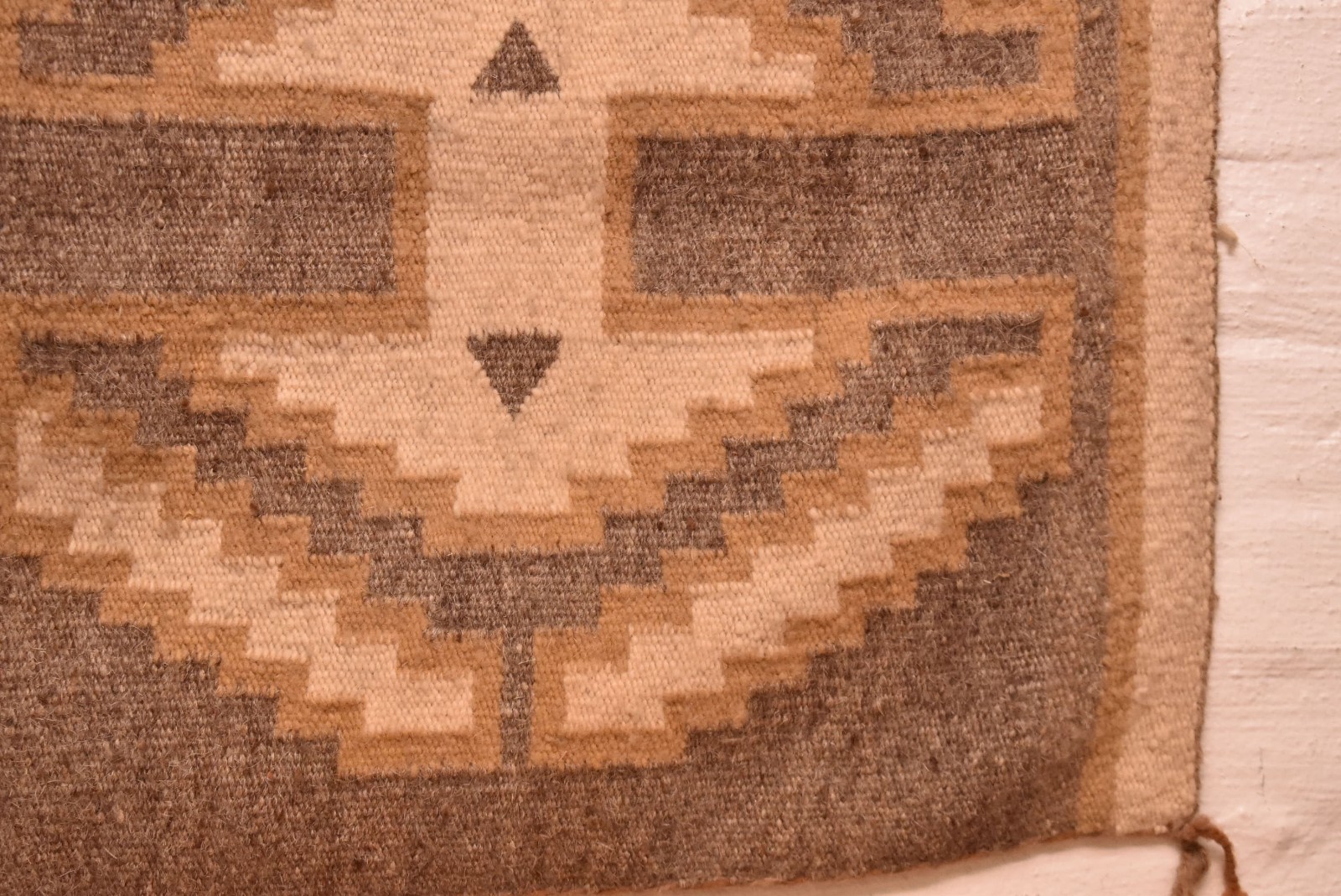 Antique Navajo Rug Native American Indian Geometric Weaving 43x23 Textile VTG