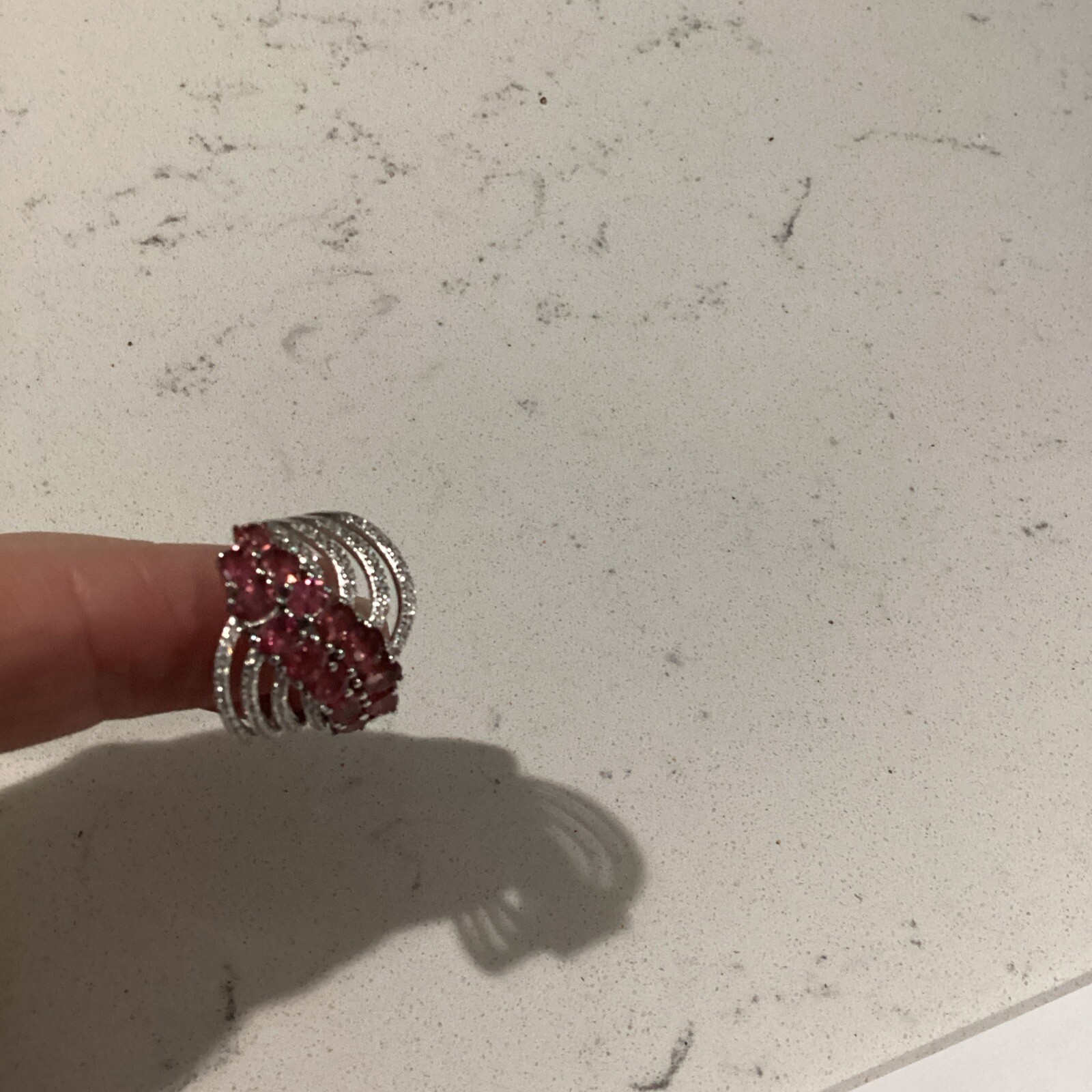 Colleen Lopez Sterling Silver Pink Tourmaline Swirl Ring Size 7 New HSN