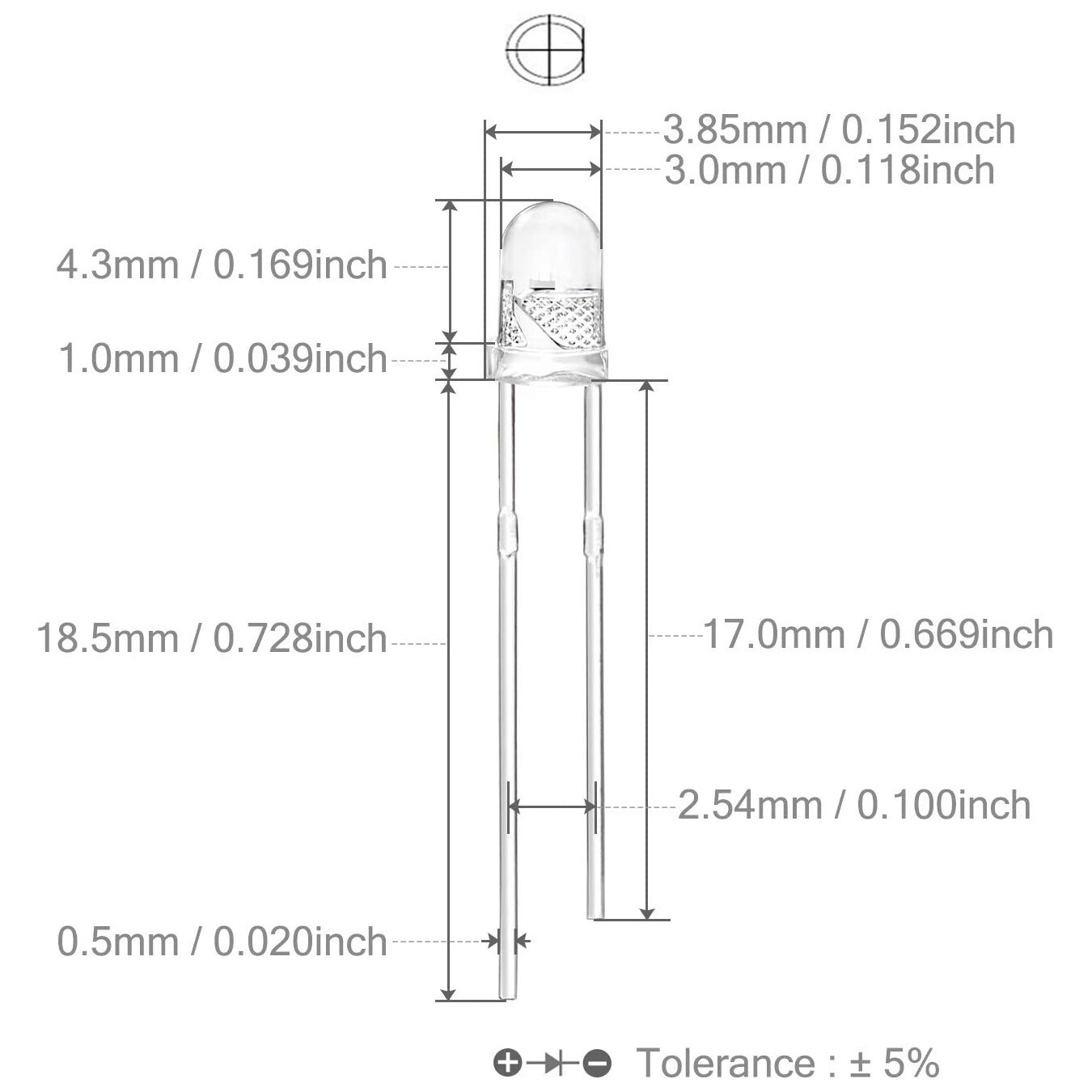 Clear Red LED 3mm 2V 620nM Super Bright Transparent - 10x 25x 50x 100x Pkgs