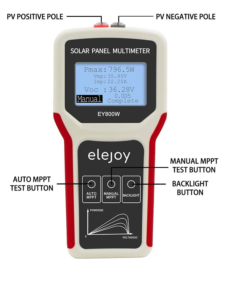 800W LCD MPPT Solar Panel Tester Photovoltaic Panel Multimeter Tool - NEW