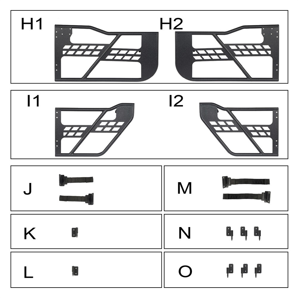 Steel Tube Half Door Guards for 2018-2025 Jeep Wrangler JL & Gladiator JT 4 Door