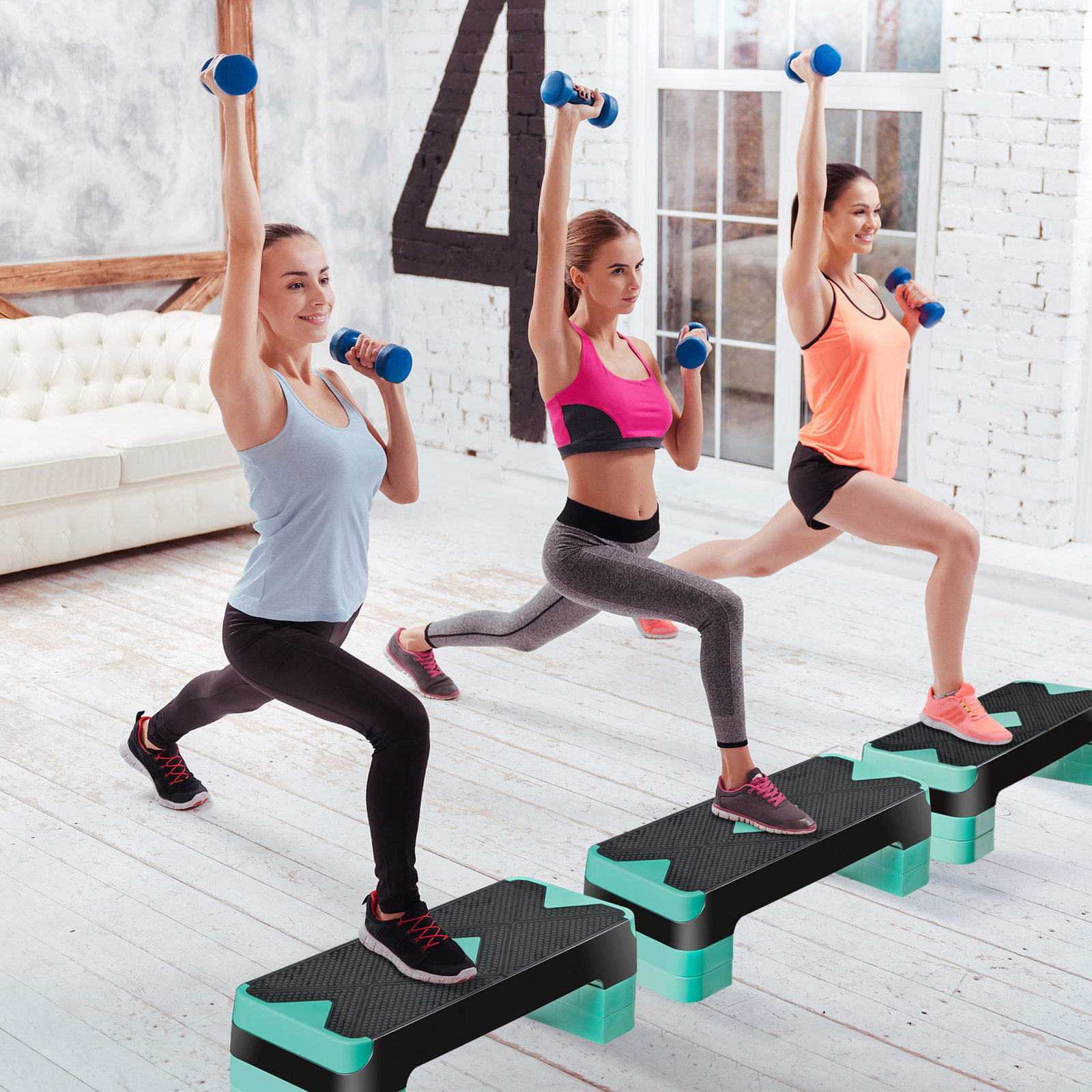 27" Aerobic Step Trainer Cardio Adjustable Exercise Workout Fitness w/ Risers