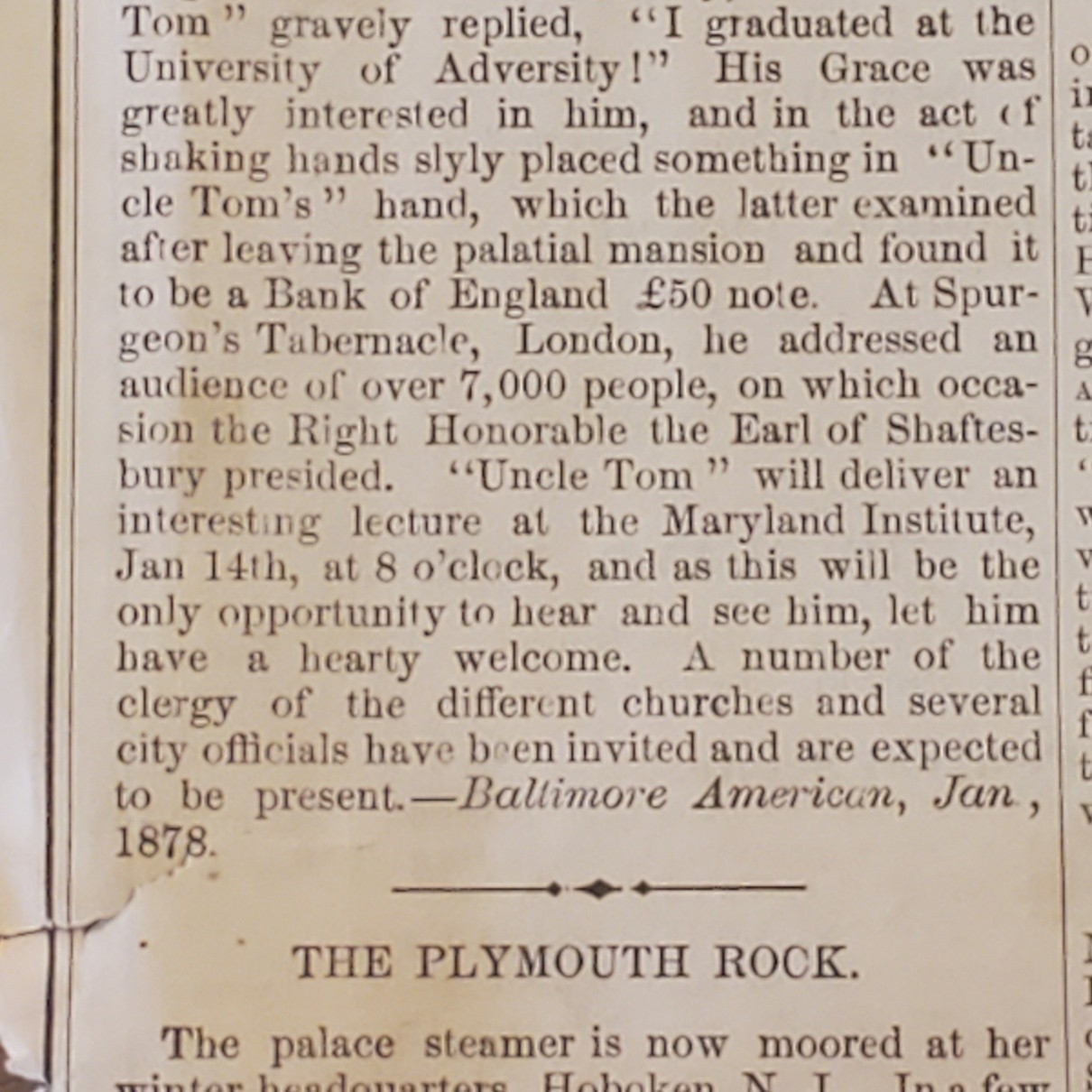 5159----1878 Booth's Theatre program NYC - Uncle Tom's Cabin