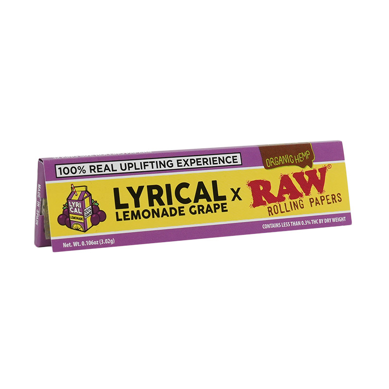 🍇 5 X RAW LYRICAL LEMONADE GRAPE KING SIZE WIDE ORGANIC HEMP ROLLING PAPERS 🍇