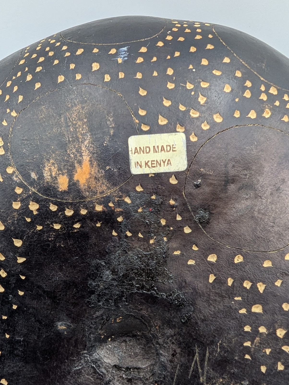 Hand Carved Decorative Painted Gourd African Tribal Folk Art Made In Kenya