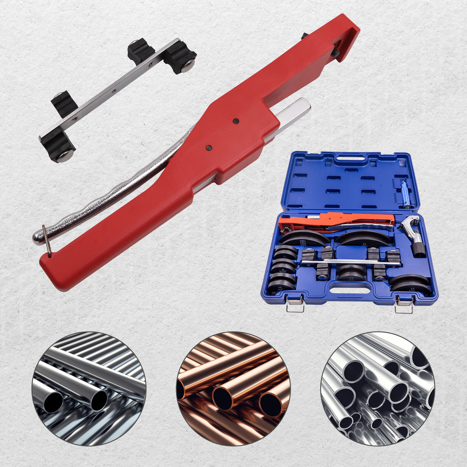 HVAC Ratcheting Pipe Tube Bender Tool Kit 1/2'' 1/4"-7/8" 90 Bending 7 Dies