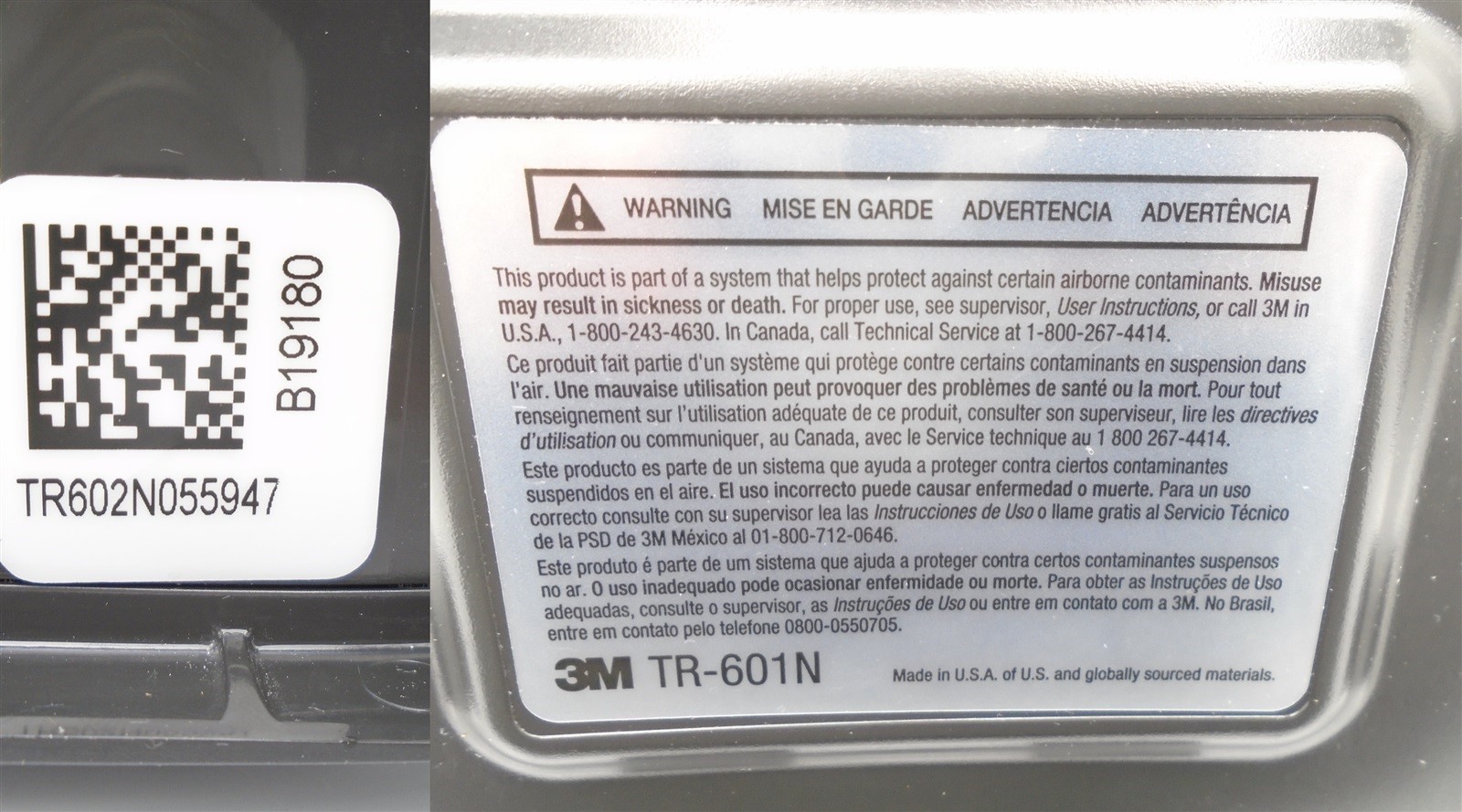 3M - TR-602N - Versaflo PAPR BLOWER MOTOR - Belt, Pre-Filters, Spark Arrestors