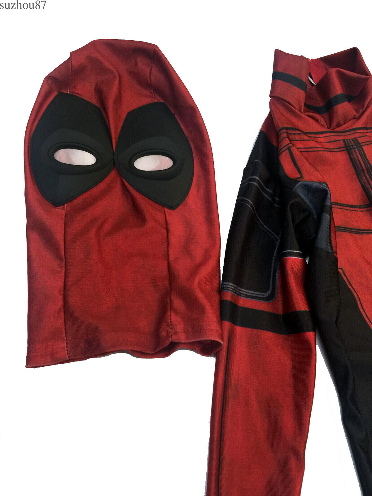 USA Kids Deadpool Halloween Cosplay Costume Jumpsuit Zentai Bodysuit Accessories