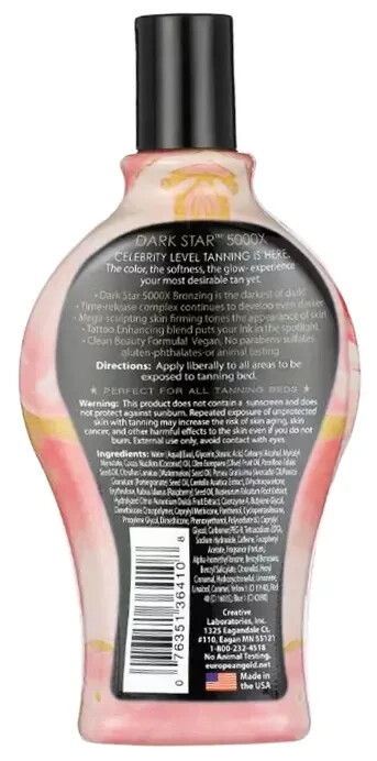 European Gold DARK STAR 5000X Ultra Dark Bronzer Tanning Lotion 12 Oz