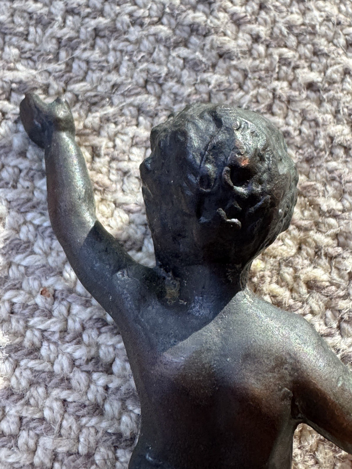 Antique Solid Bronze 3.5” Boy Cherub Figurine