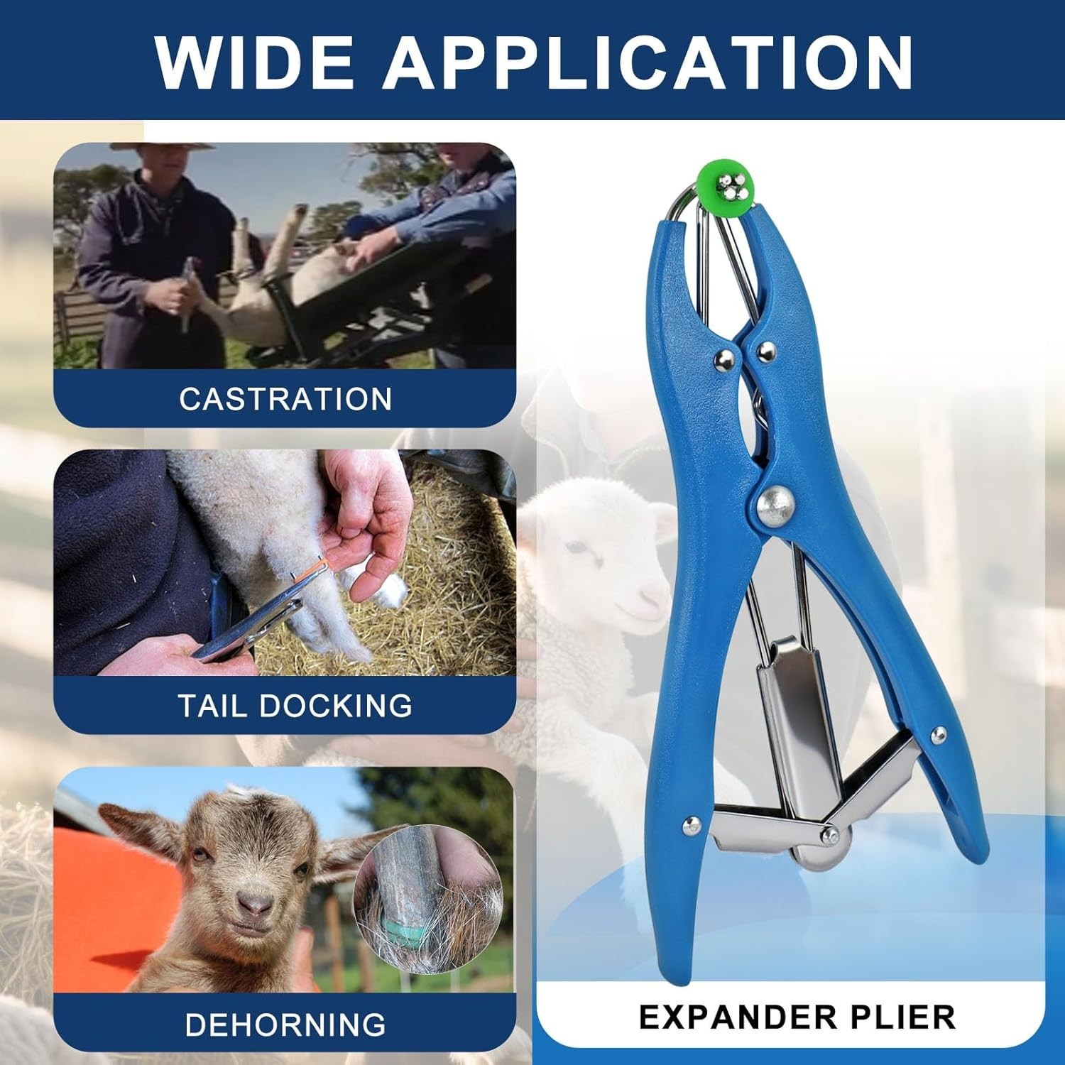 Goat Banding Kit Calves Tool, Expander Plier Bander with 100pcs...