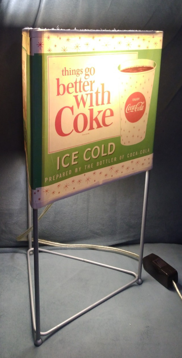THINGS GO BETTER WITH COCA COLA Retro 1960s LIGHT UP COUNTER SIGN OR LAMP RARE