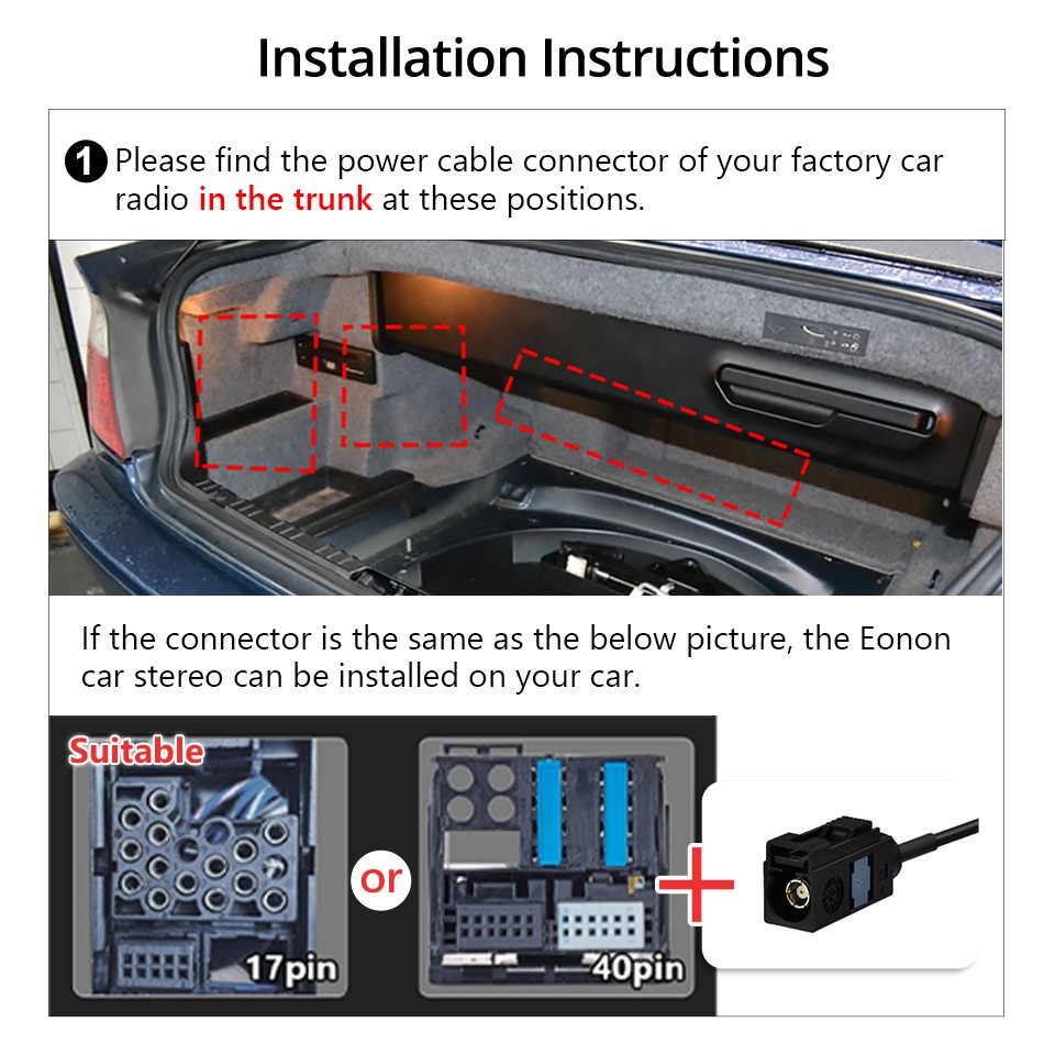 A0590 5.5M BMW E46 Extended Wiring Harness 17Pin 40Pin for Eonon E46A13 Headunit