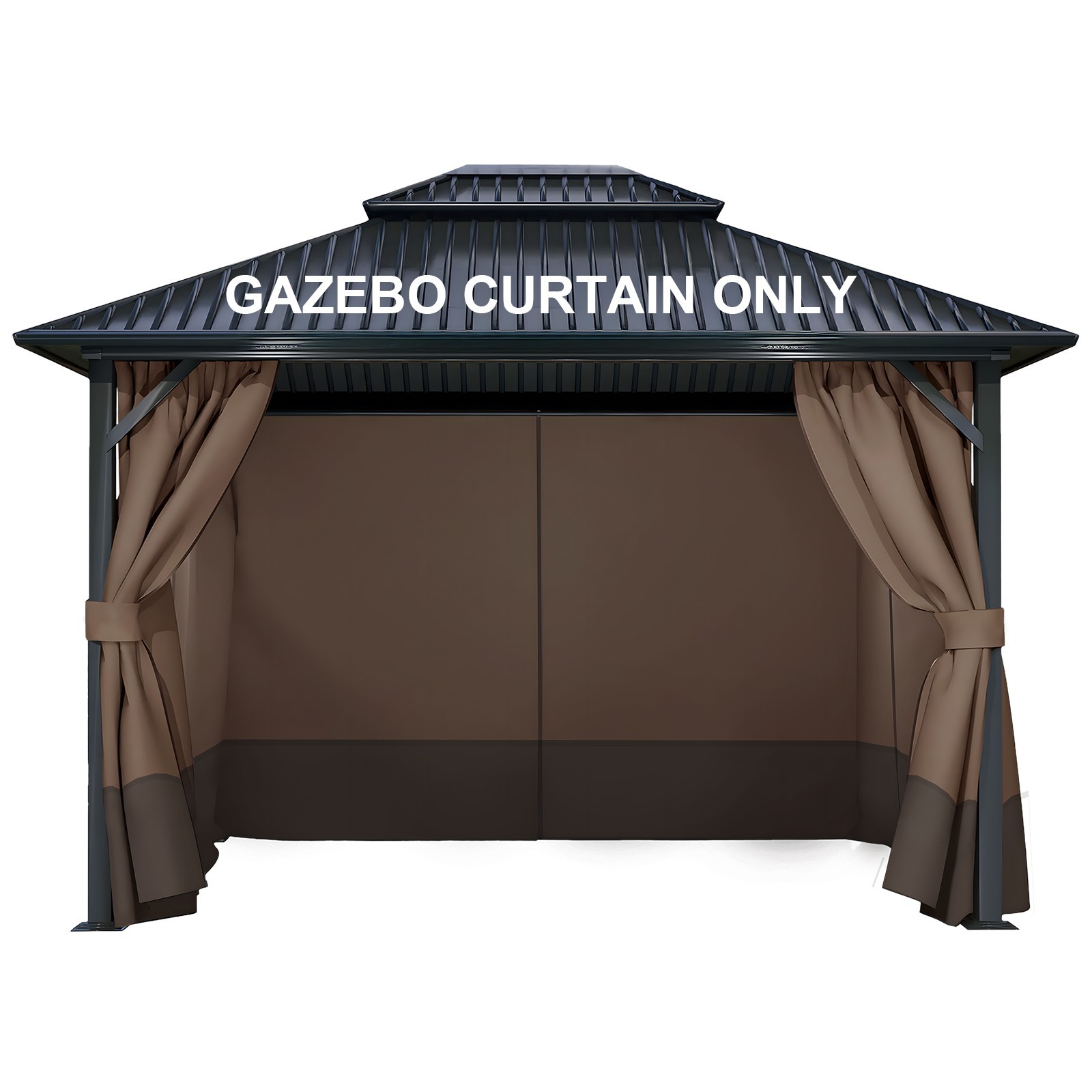 10x10ft Outdoor Gazebo Curtains Waterproof 4-Panel Privacy Sidewall Replacement