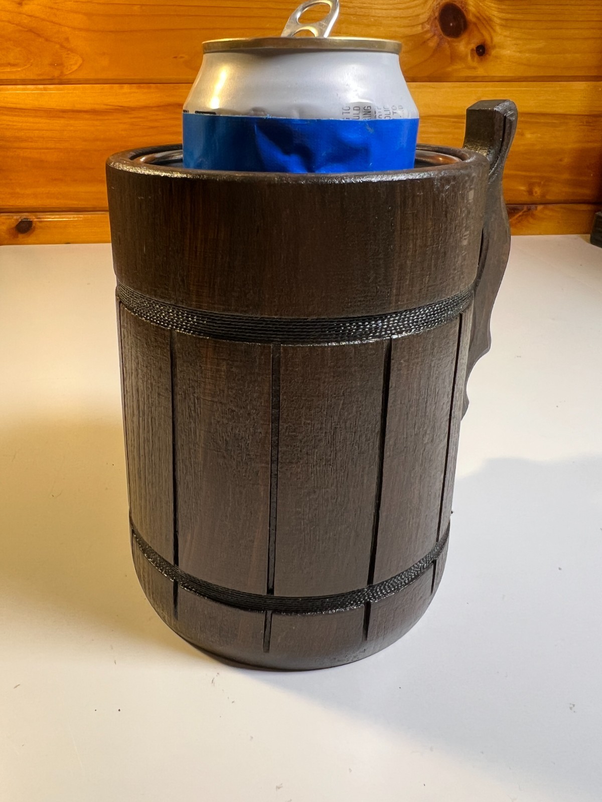 Medieval Wooden Wood Tankard Mug Cup Stein D&D Tavern LARP Stainless Steel DnD