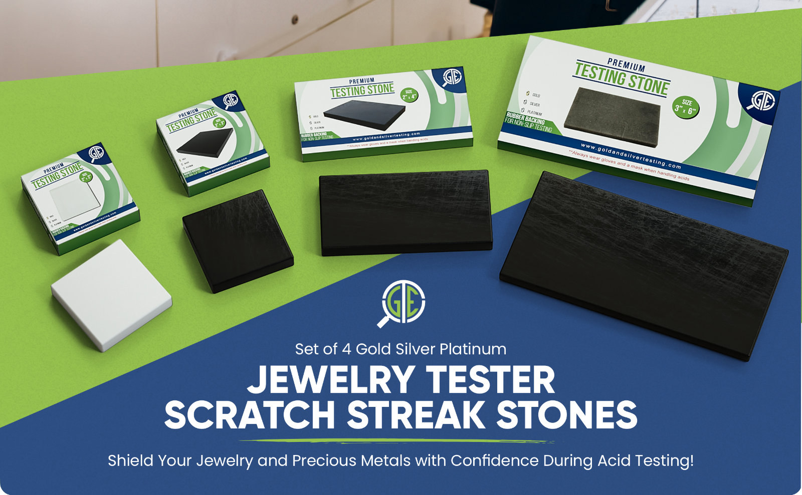 4 Gold Silver Platinum Jewelry Tester Scratch Streak Stones Acid Testing 14K 18K