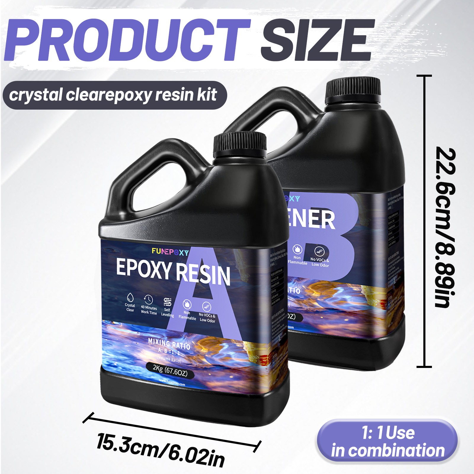 Fast Cure 1:1 -  Clear Epoxy Resin - 16oz/32oz/64oz/1 Gallon/2 Gallons Kit
