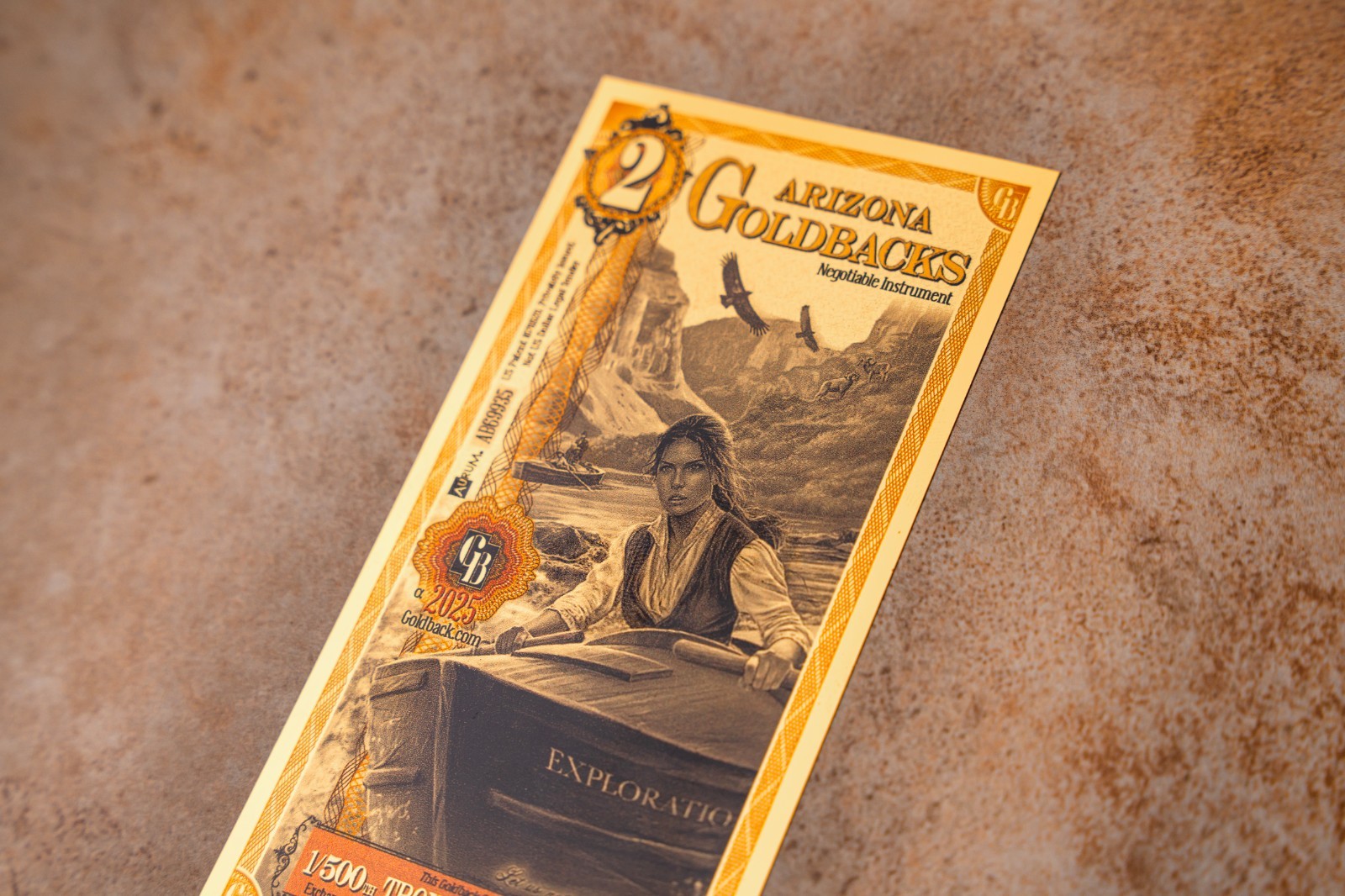 2025 - 2 ARIZONA Goldback Aurum Gold Foil Note 1/500 oz 24kt .999 Fine IN STOCK!
