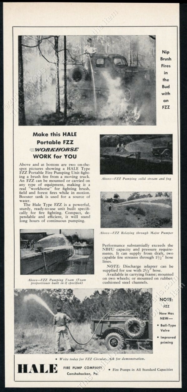 1957 Dodge Power Wagon fire engine truck photo Hale Fire Pumps trade print ad