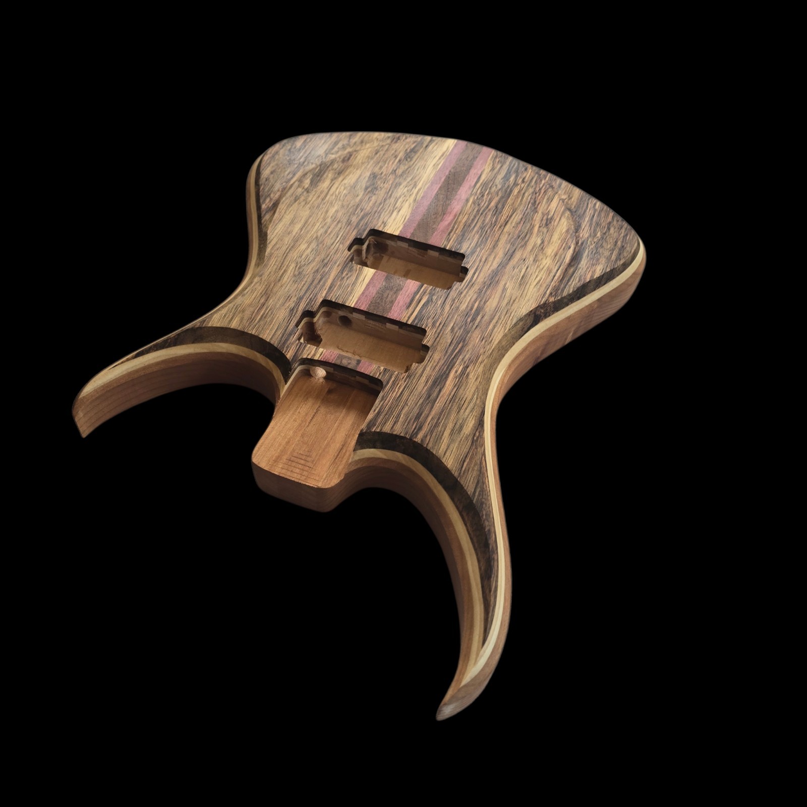 Alembic Style Custom Guitar Body 1 of a Kind Handmade Black Limba/Alder Luthier