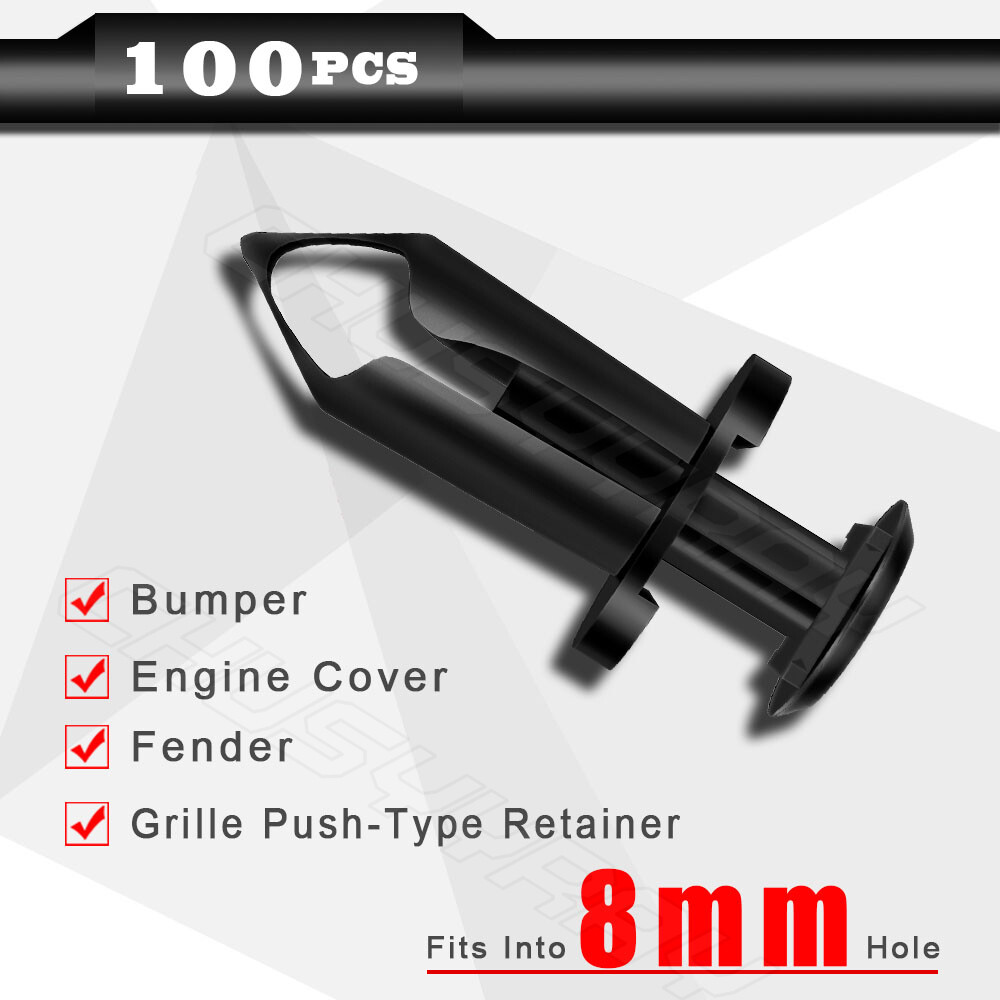 100x 8mm Fender Clips Body Rivets Push Pin for ATV HONDA TRX300EX 450R Rancher