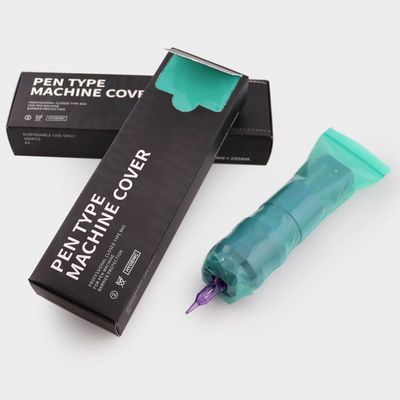 300pcs Tattoo Machine Covers Sealable Type - 2.4×8 Jungle green (2.4×8 inch)