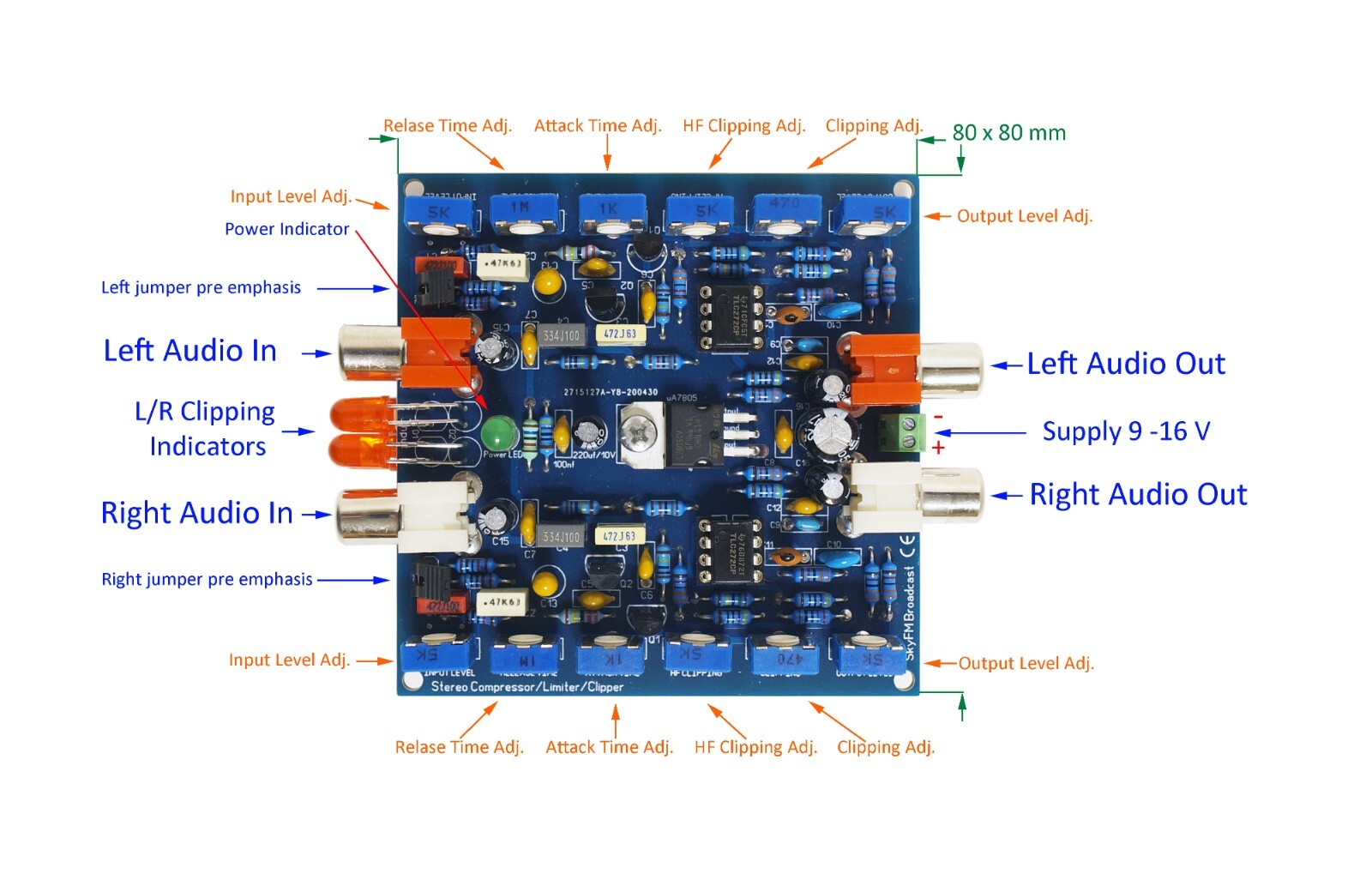Stereo Compressor Limiter Clipper For FM Transmitter Broadcast