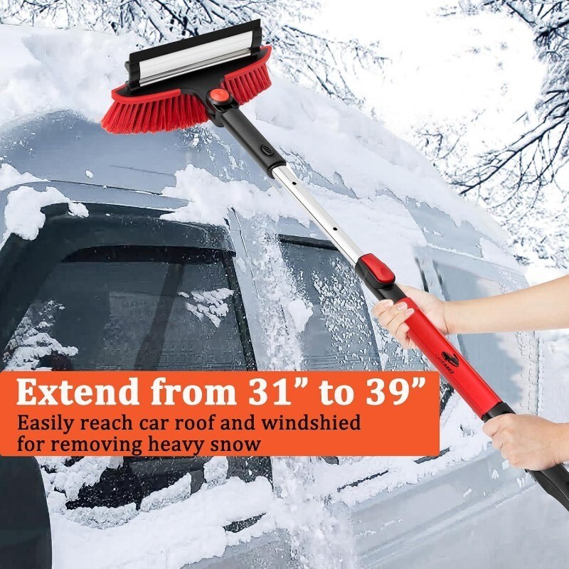 5-in-1 Ice Scraper with Snow Brush for Car Windshield Upgraded Extendable