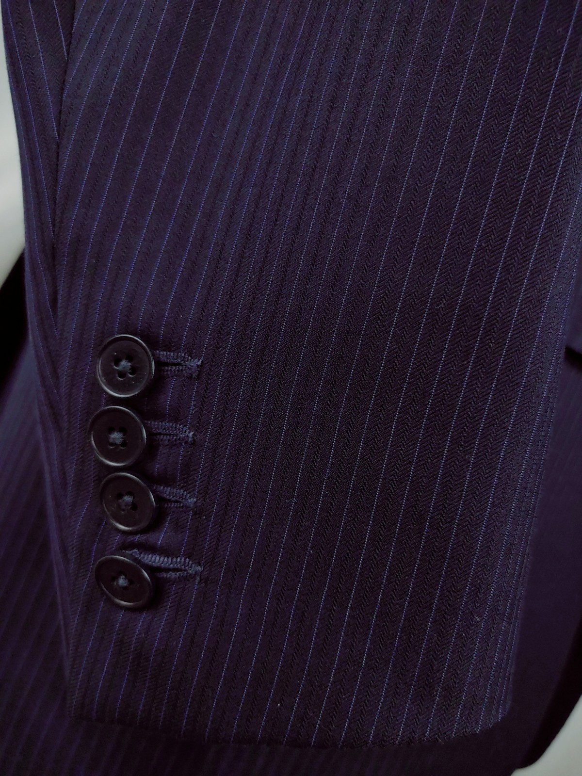 Ermenegildo Zegna Suit Jacket 42/44R Navy Blue Wool Pinstripe Italy Working Cuff