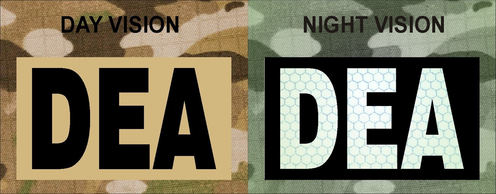 DEA IR MAGIC BLACK ON TAN solasX PATCH 2nd 3.5"X2" WITH VELCRO® BRAND FASTENER