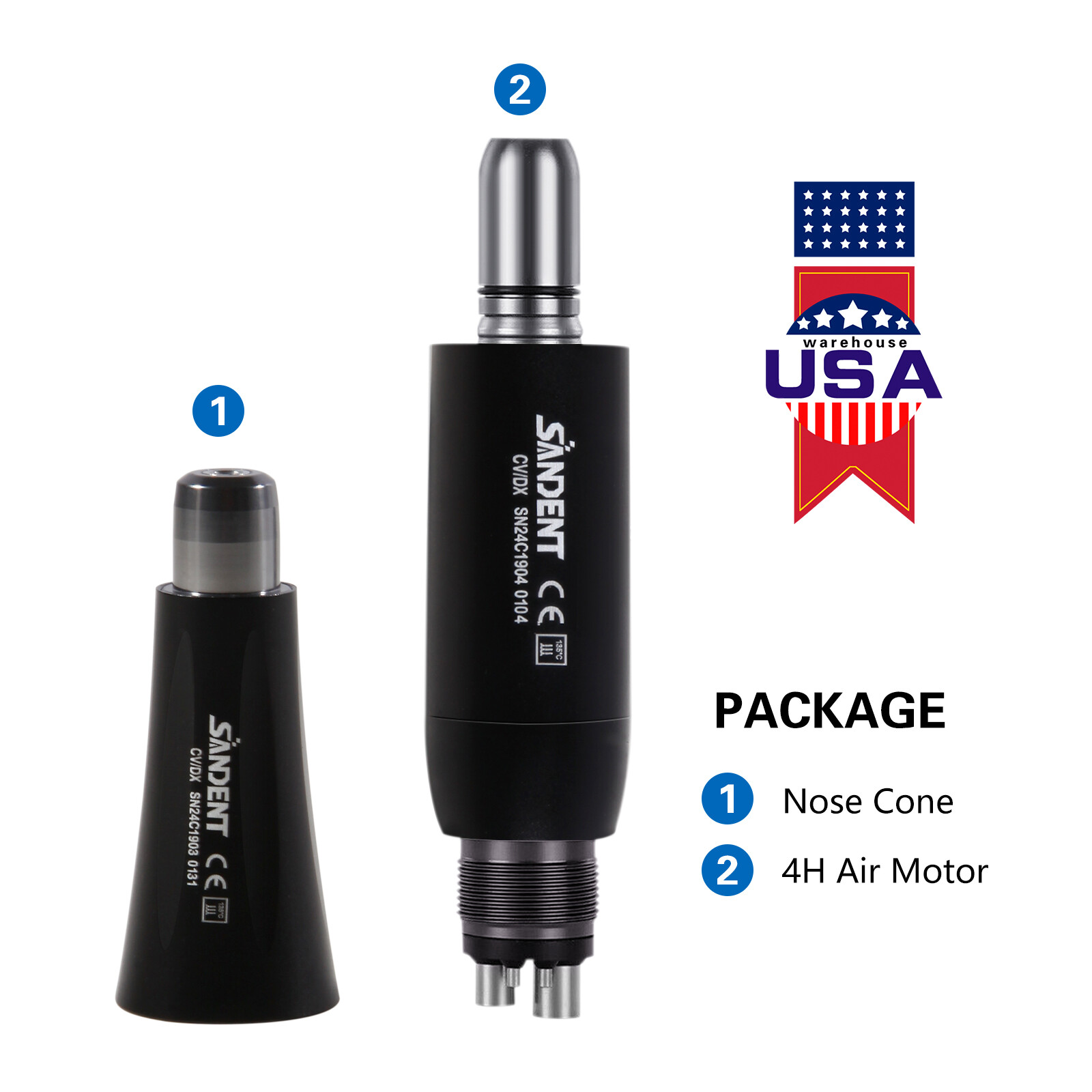 360° Swivel Dental Hygiene Prophy Handpiece Air Motor 4:1 Cone 4 Holes 4000 rpm