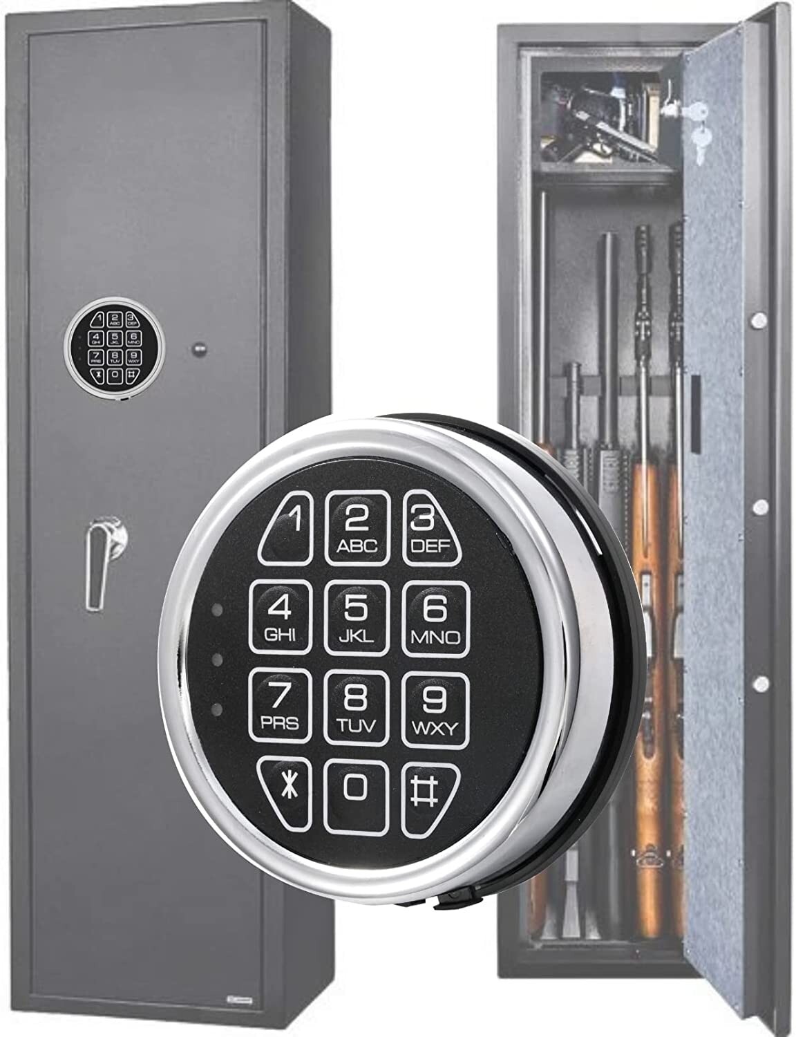 Electronic Safe Lock Replacement Keypad with Solenoid Lock & 2 Override Keys