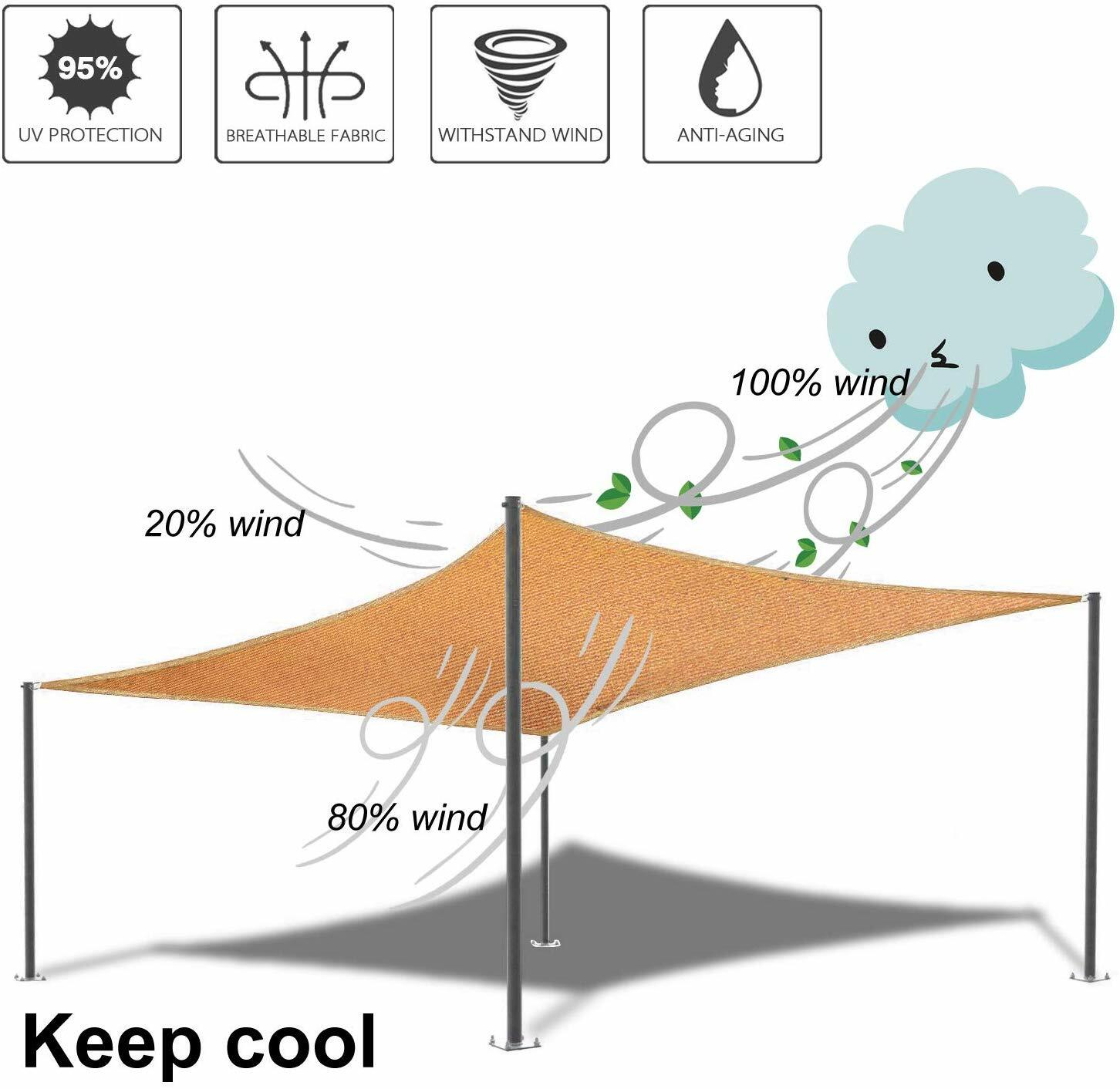 Sun Shade Sail Canopy Rectangle Sand Uv Block Sunshade For Backyard Deck Outdoor