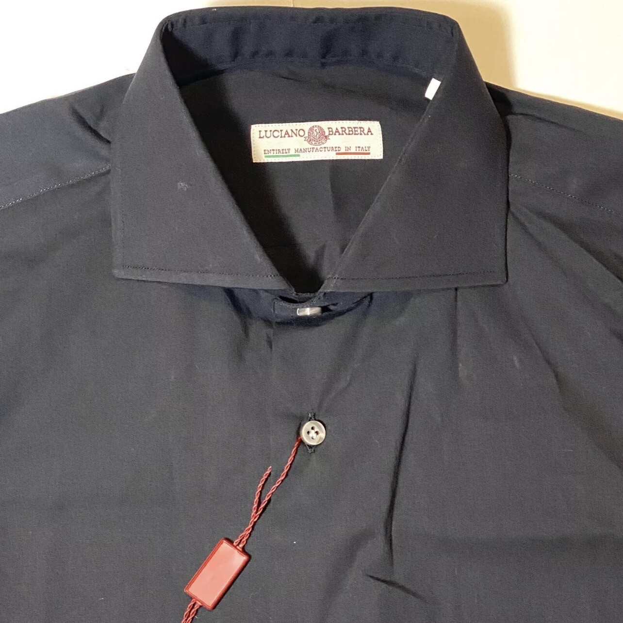 Luciano Barbera Men's Woven Cotton Dress Shirt Black Button Up