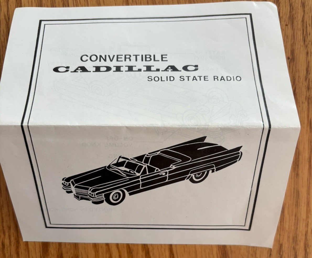 Vintage KY Super Quality 1963 Cadillac Convertible Model CAD-1 AM Radio - Works