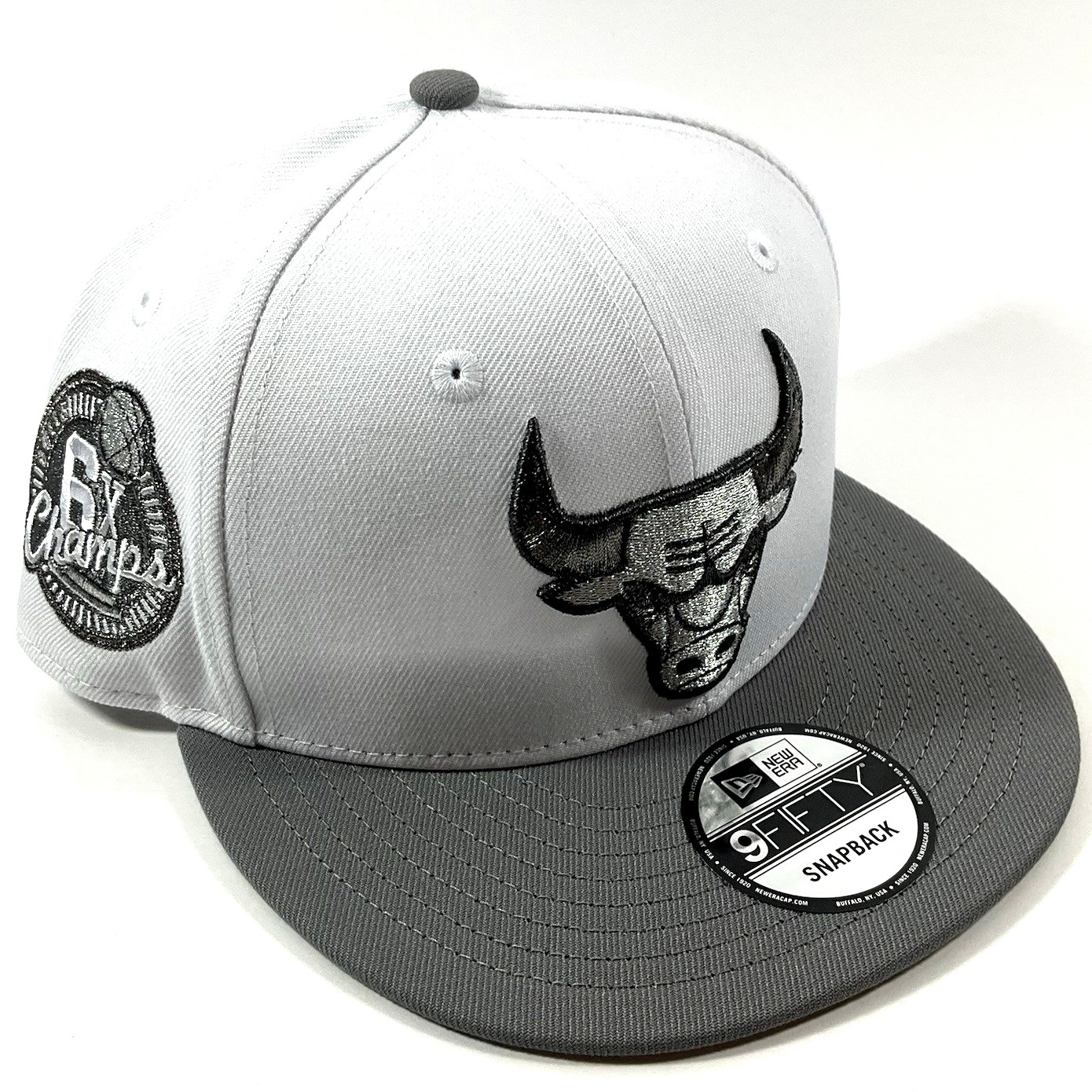 New Era Chicago Bulls Exclusive Grey Gunmetal White 9FIFTY Snapback Hat Cap