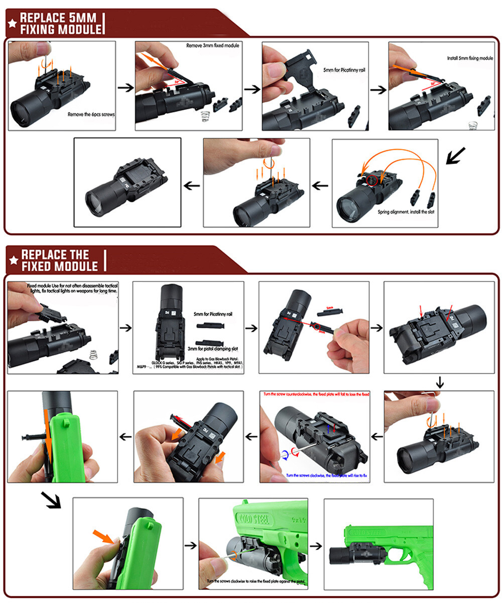 X300U 500LM LED Weapon Flashlight Gun 20mm Picatinny Rail Torch for rifle Pistol