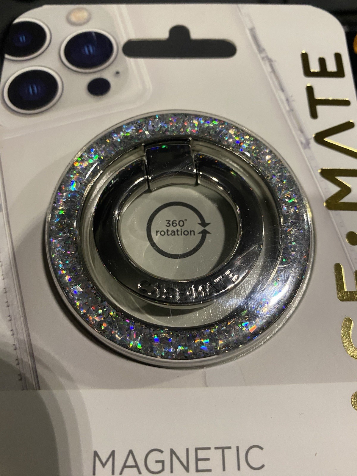 Case-Mate Magnetic Phone Grip Ring Stand Sparkle Diamond Bling New In Box