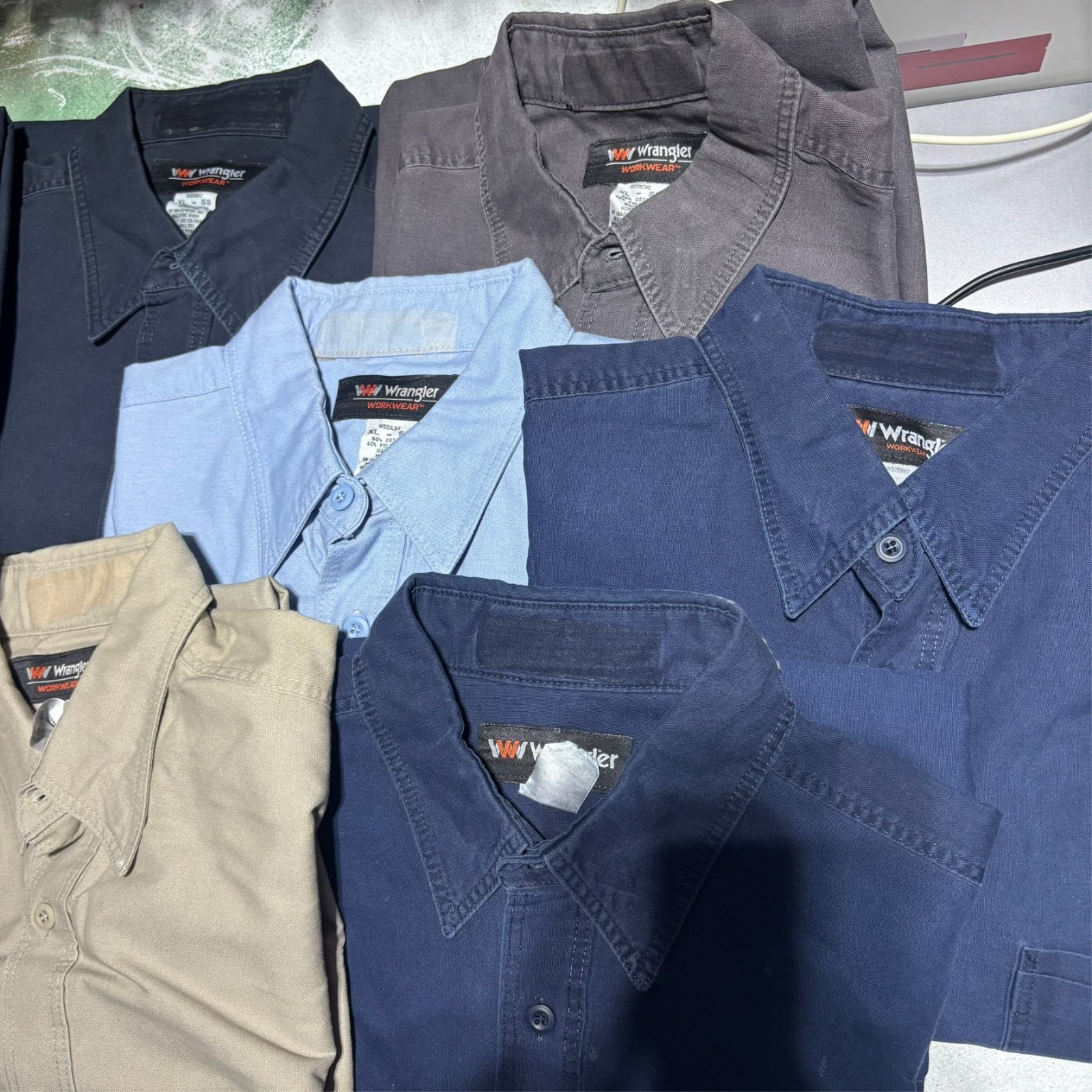 Wrangler Work Shirts Men XL Button up Uniform Workwear Western Cowboy LOT OF 10