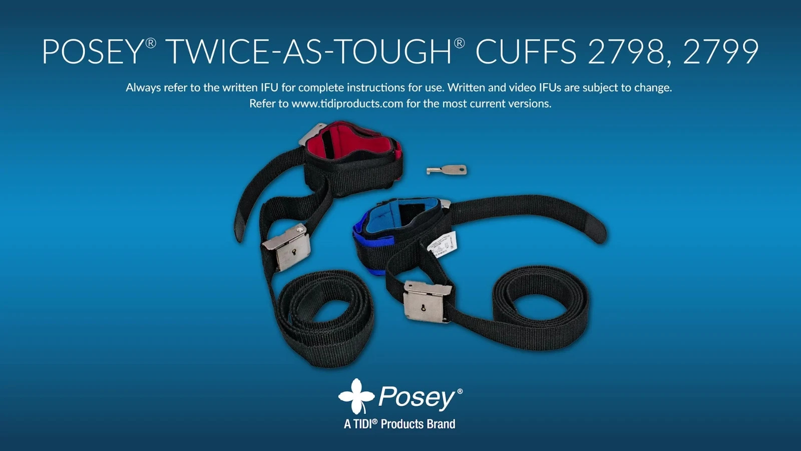 TIDI Posey Twice-As-Tough Ankle Cuffs Double Lock Blue 2798 (1 Pair)