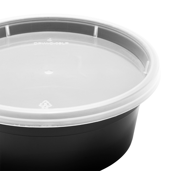 Karat 8 oz Black PP Injection Molded Round Deli Containers with Lids - 240 Sets