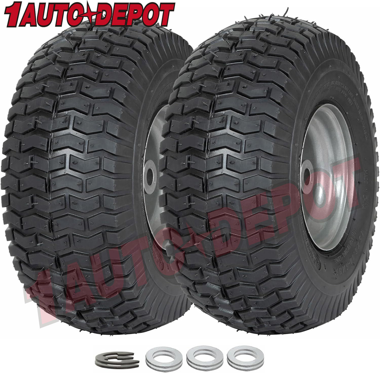 WEIZE 15x6.00-6 4Ply Lawn Mower Front Tire And Wheel Riding Lawn Mowers Set Of 2