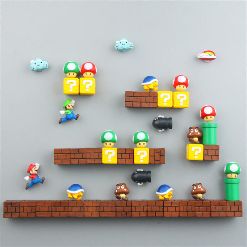Super Mario Game Refrigerator Magnets 3D PVC Fridge Note Posted Sticker Gift New