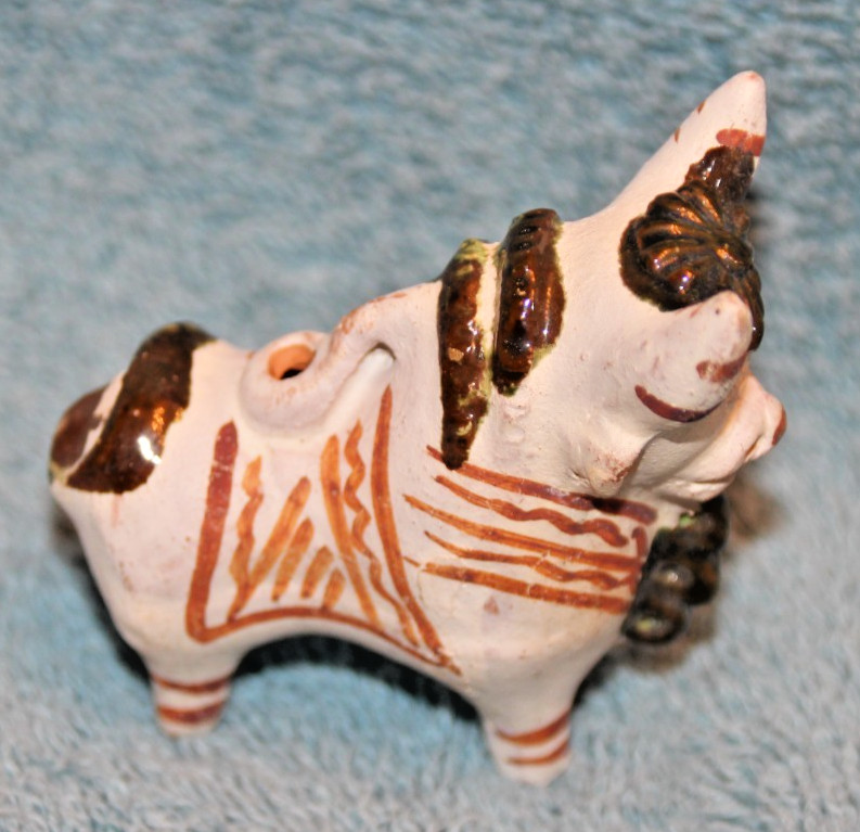 Vintage Folk Art Bull Peruvian Pottery