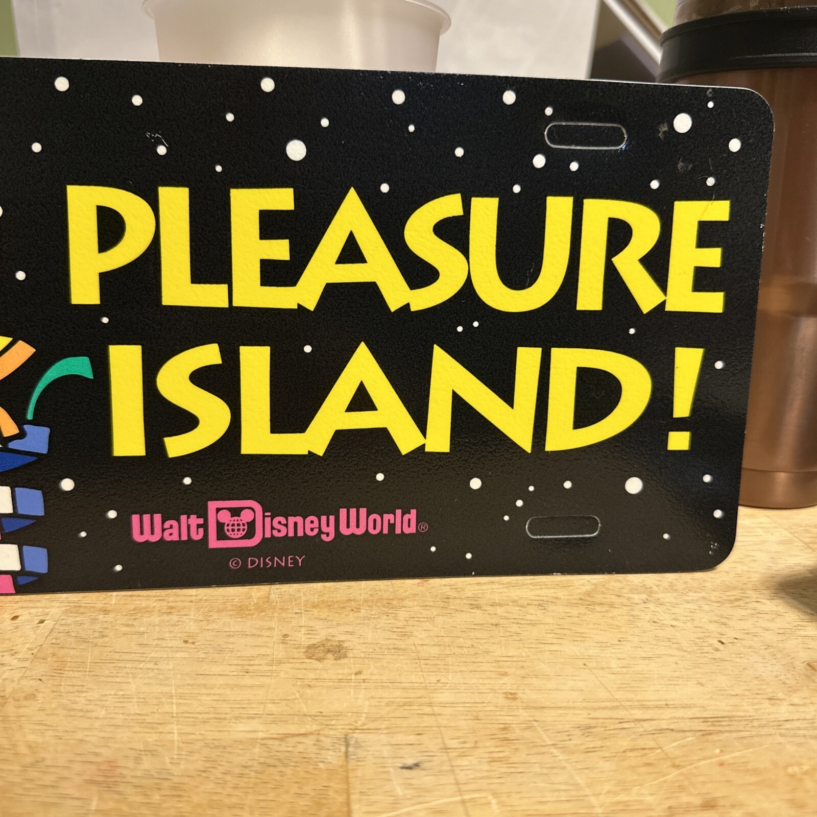 Pleasure Island Walt Disney World Vintage 90s License Plate Plastic Sign