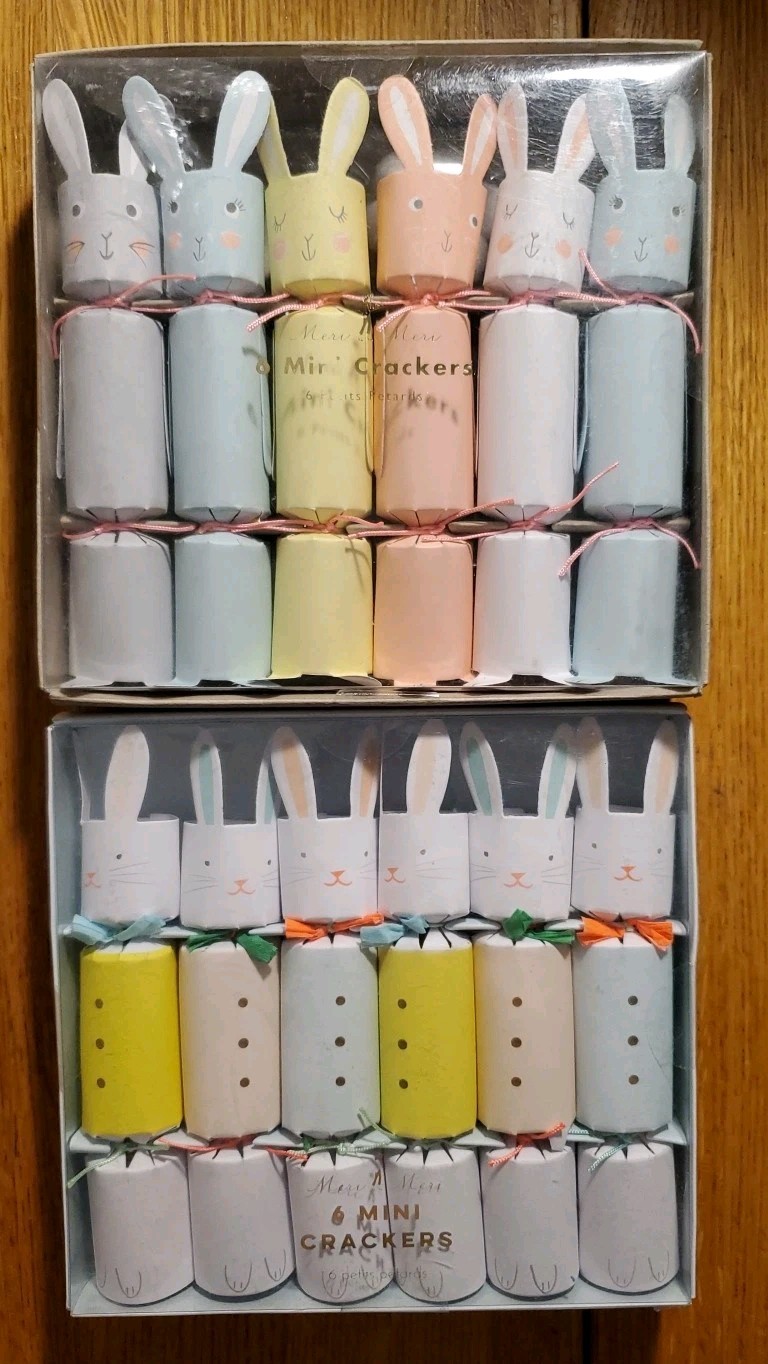 Meri Meri 2 Packages Spring Easter Bunny Rabbits 🐇 6 Mini Surprise Crackers