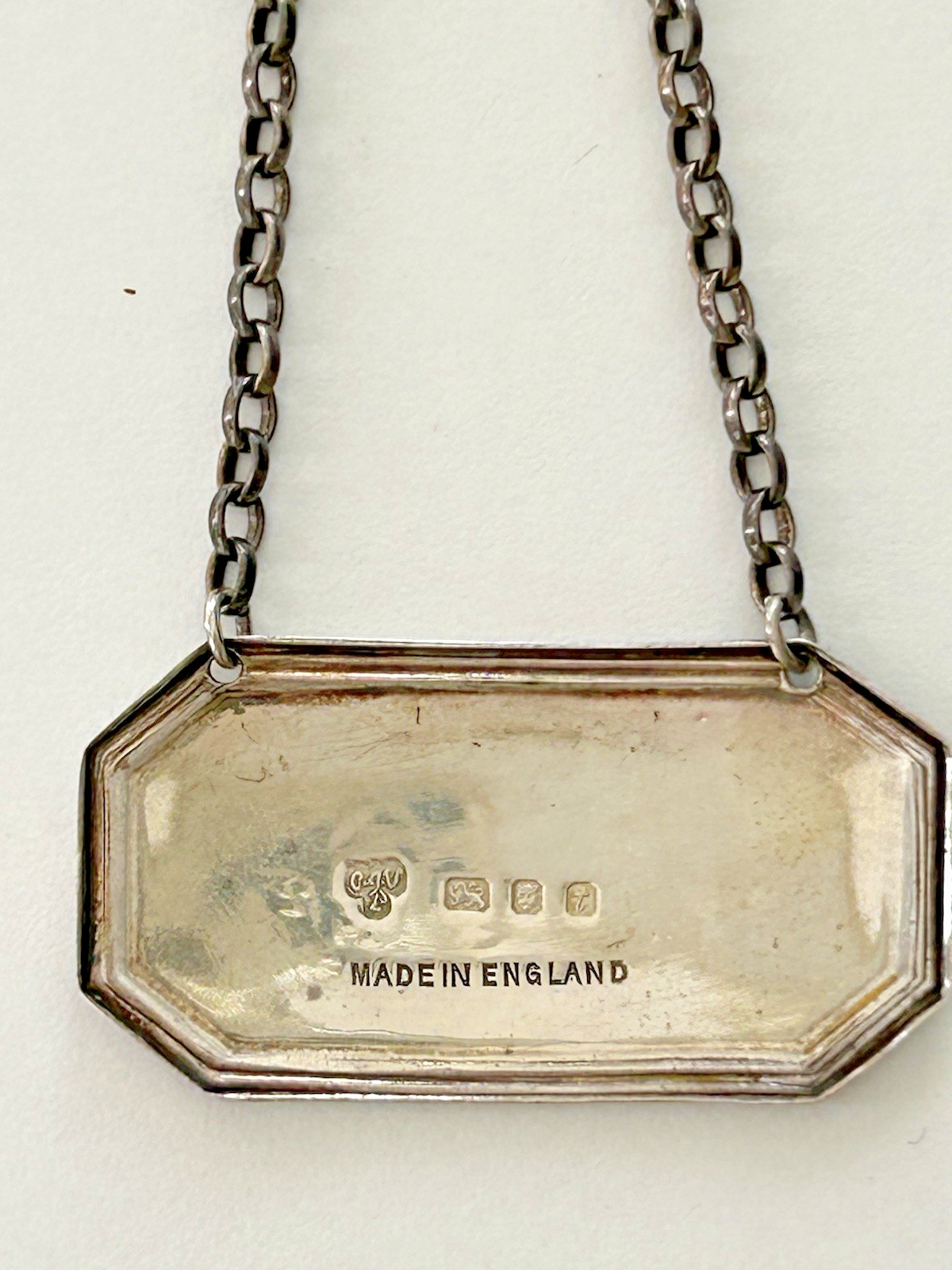 C.J. Vander English Sterling Silver Bourbon Decanter Label Bottle Hanging Tag