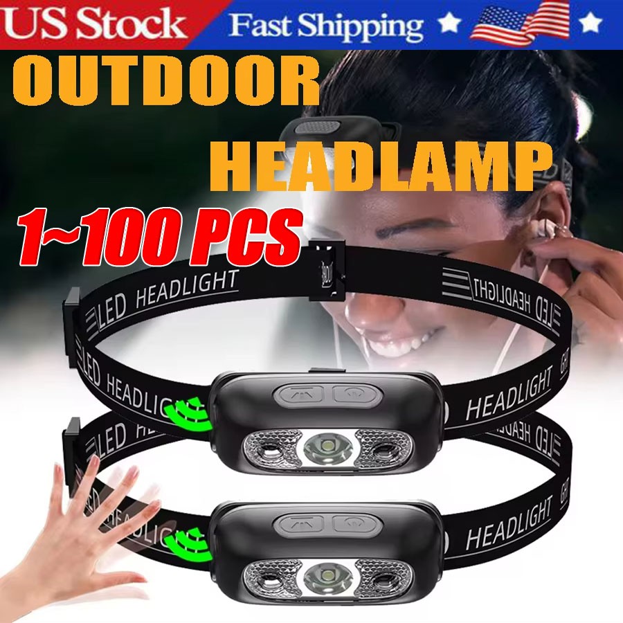 LED Headlamp USB Rechargeable Flashlight Waterproof Head Lamp Torch Camping Lot