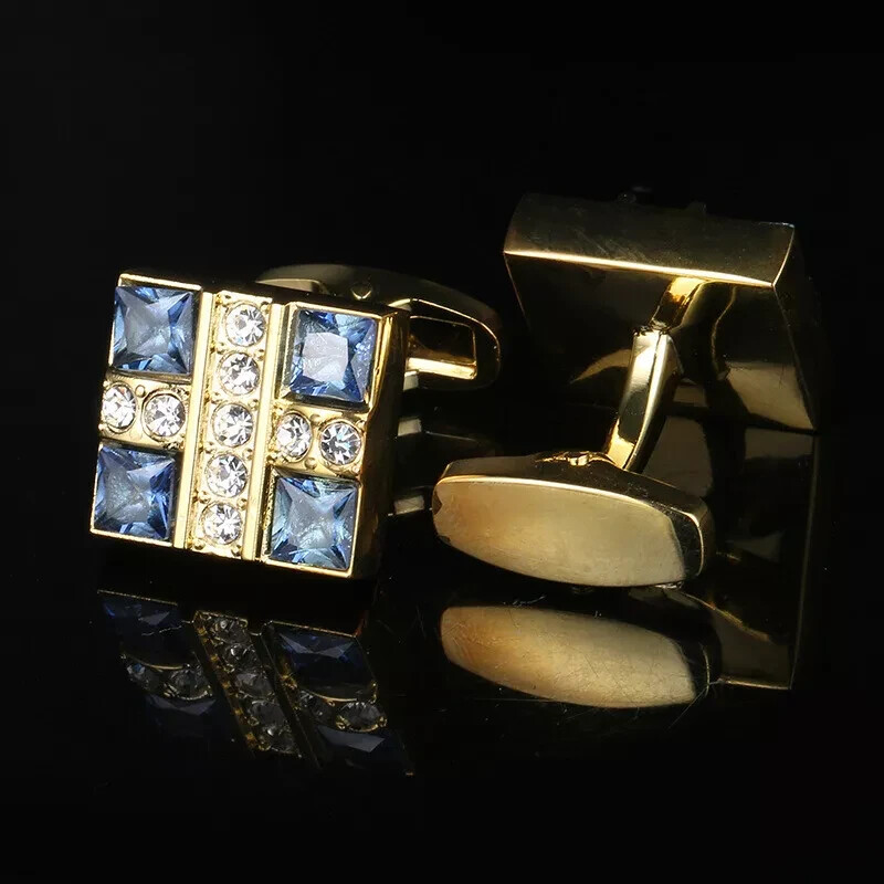 Fashion Men Cufflinks 1 Pair of Shirt Suit Cuff Links Jewelry Rhinestone Classic
